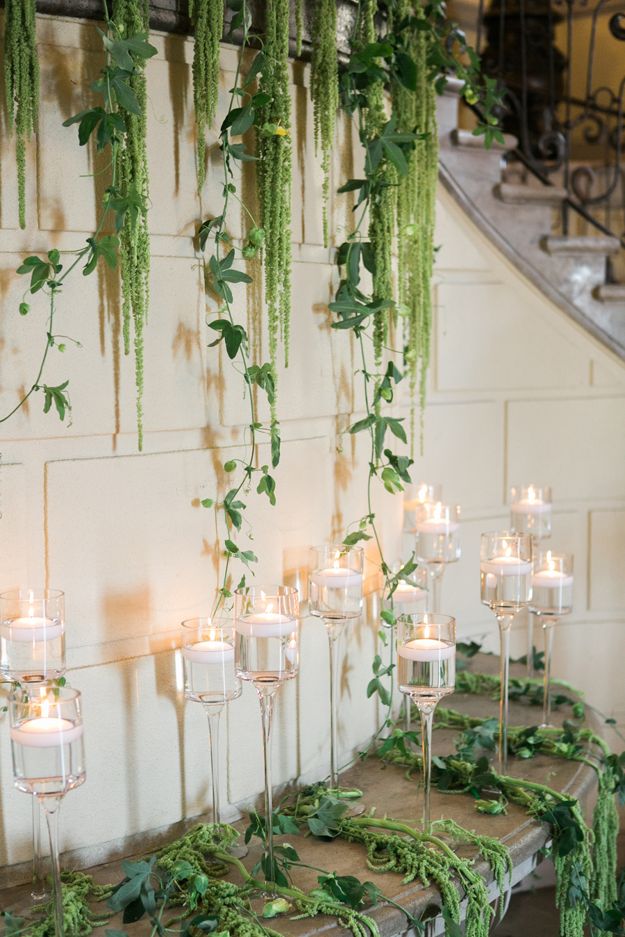 Greenery and Candle Wedding Decor