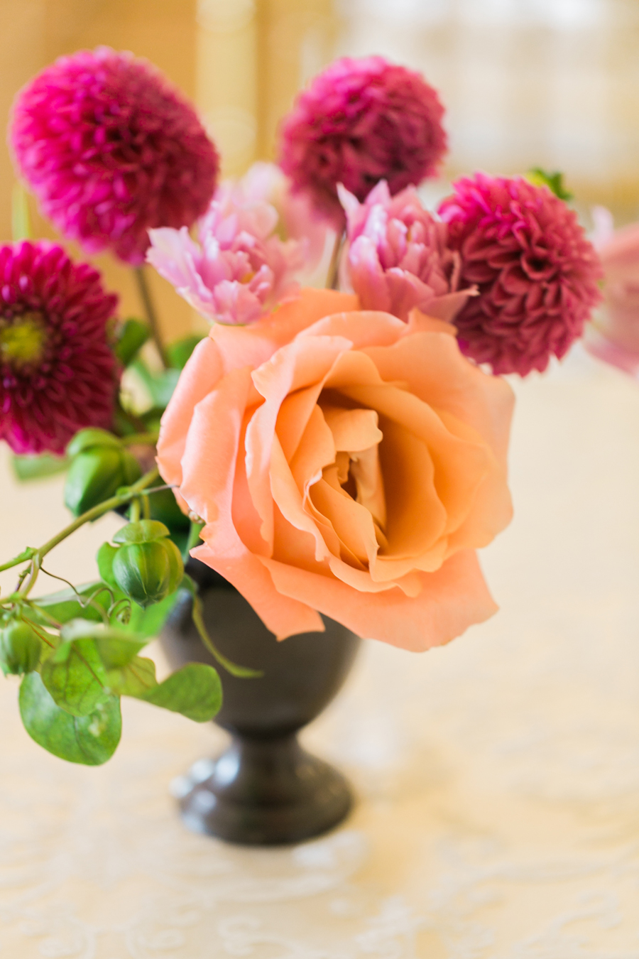 Hot Pink and Peach Centerpiece