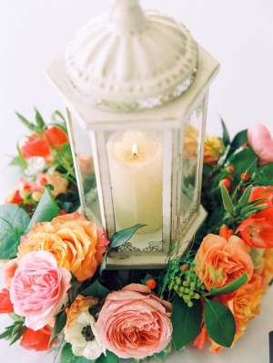 Lantern Centerpiece with Flower Wreath