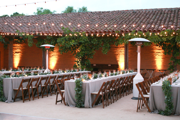 Outdoor Wedding Reception in Gray and Green