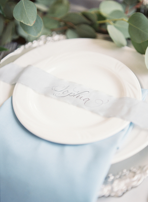 Place Setting with Calligraphy on Ribbon