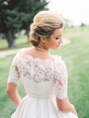 Short Sleeve Lace Wedding Gown
