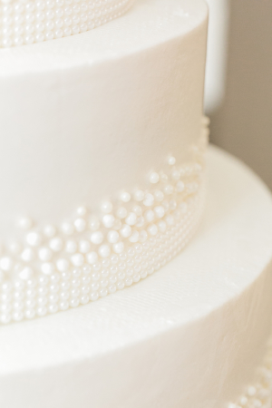 White Wedding Cake with Icing Pearls