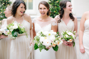 Bridesmaids in Ivory Dresses