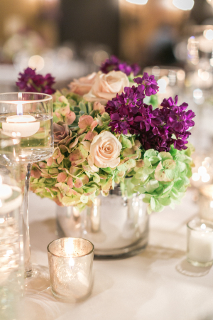Centerpiece in Green and Purple