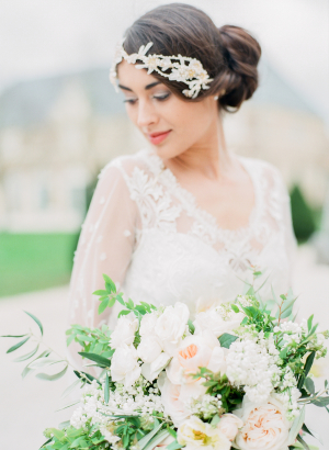 Elegant Bride with Pale Bouquet