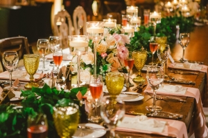 Green Pink and Amber Centerpiece