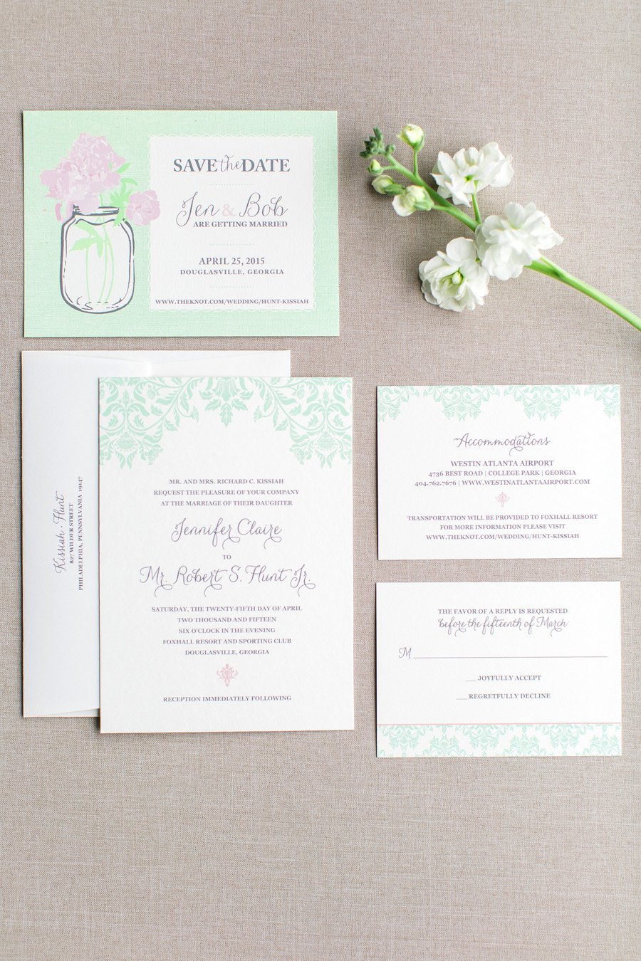Mint and White Wedding Stationery