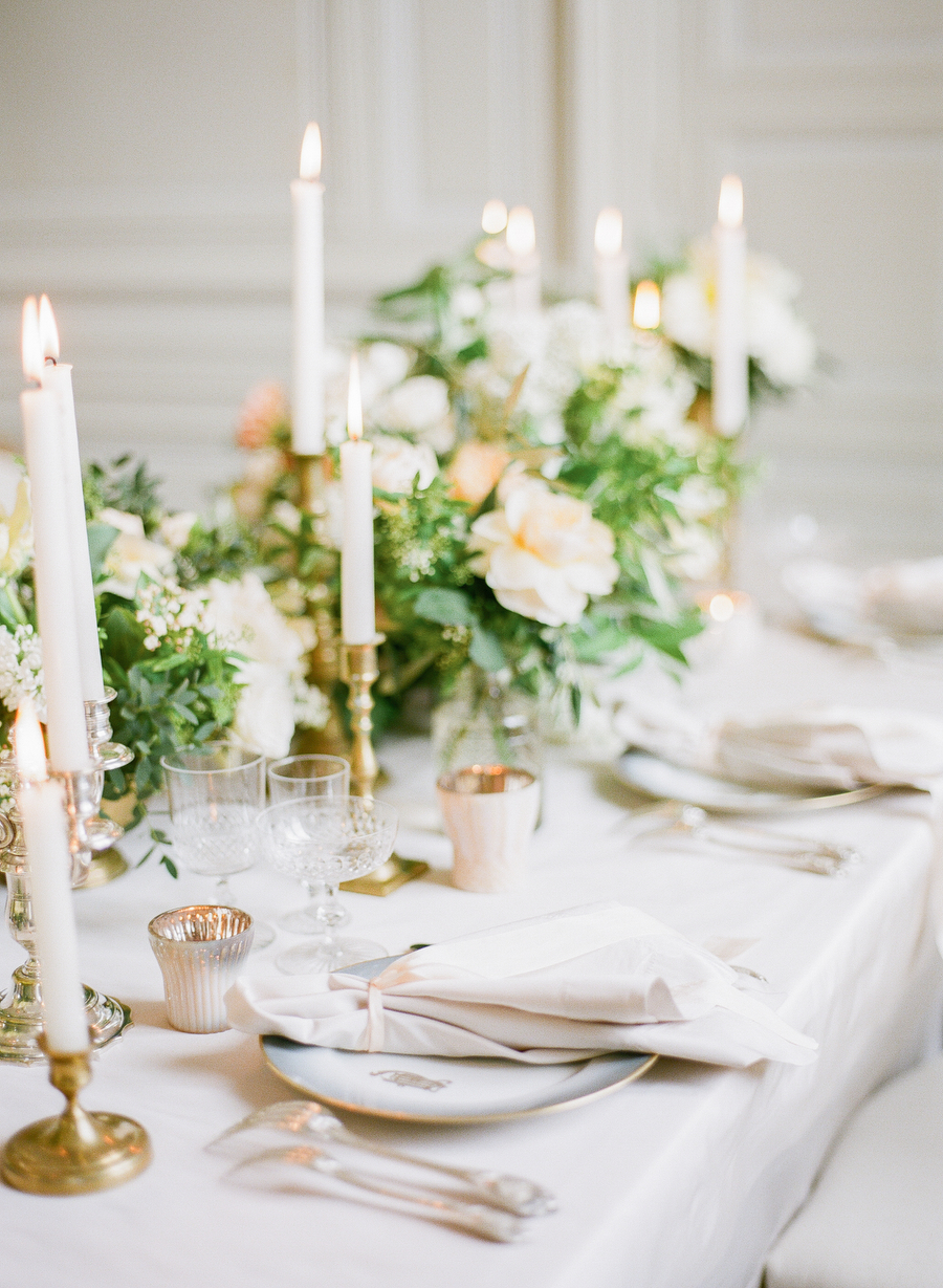 Neutral Centerpiece with Taper Candles
