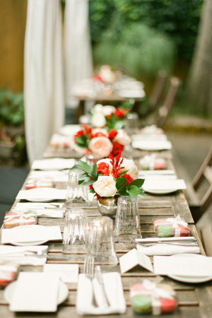 Pale Pink and Red Centerpiece
