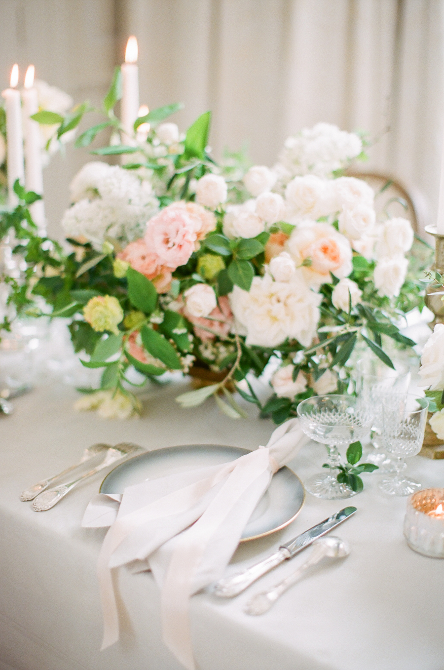 Pale Pink and Yellow Centerpiece