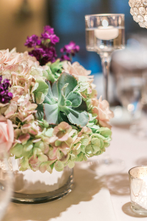 Purple and Green Centerpiece with Succulents