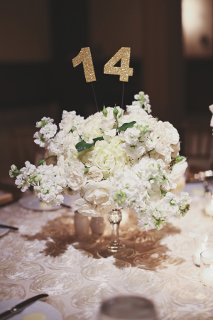 White Sweet Pea and Rose Centerpiece