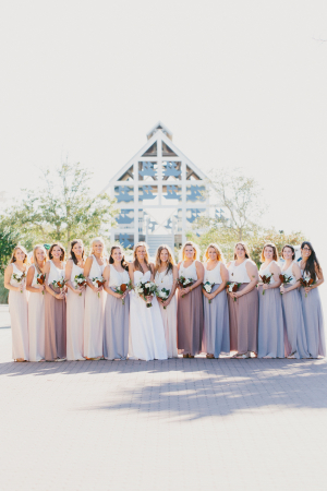 Bridesmaids in Shades of Pink and Purple