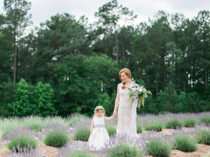 Flower Girl and Bride in Lavender Field