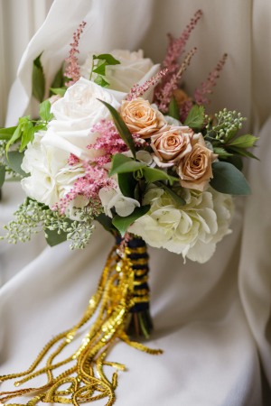 Gold Sequin Ribbon on Bouquet