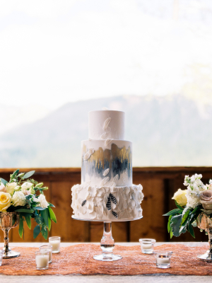 Modern Gray and Gold Wedding Cake