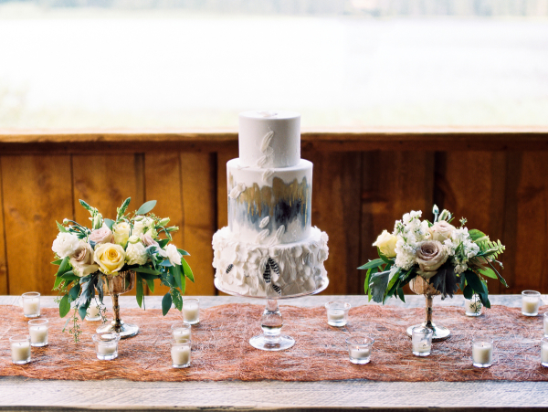 Modern Wedding Cake with Feathers