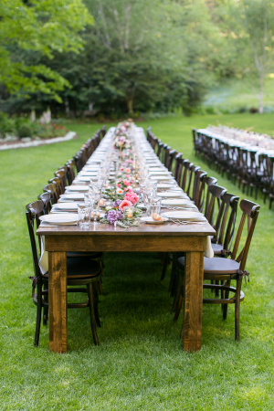 Outdoor Wedding with Wood Tables
