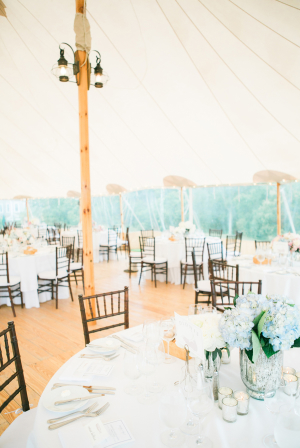 Pale Wood and Blue Wedding Reception