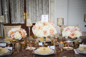 Peach and Rose Gold Wedding Centerpiece
