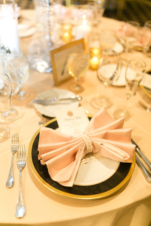 Pink Black and Gold Wedding Place Setting