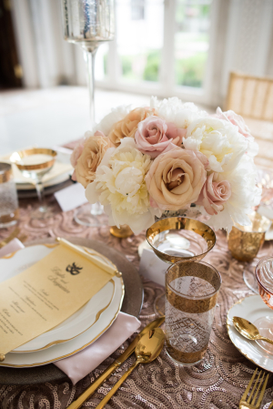 Pink and Rose Gold Wedding Centerpiece
