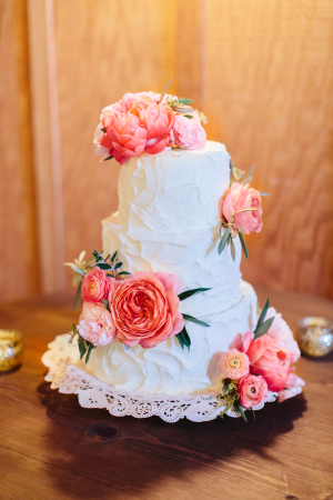 Wedding Cake with Pink Flowers1