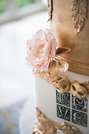 Wedding Cake with Venetian Mask Details