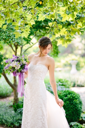 Bride with Purple and Violet Bouquet
