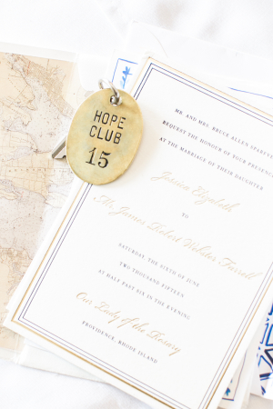 Gold and Blue Wedding Invitations