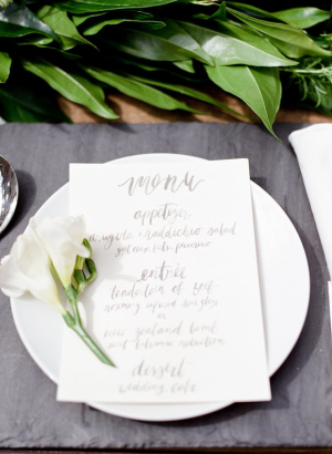 Gray Calligraphy Wedding Menu
