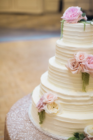 Ivory Wedding Cake with Pink Flowers