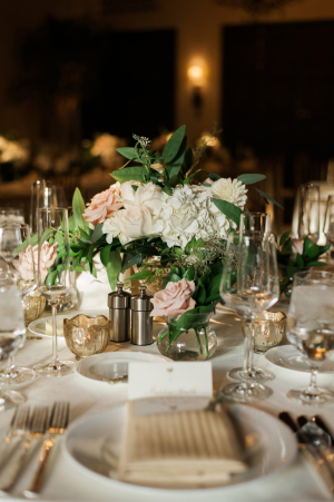 Ivory and Green Wedding Centerpiece