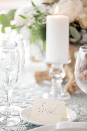 Modern Gray Calligraphy Place Card