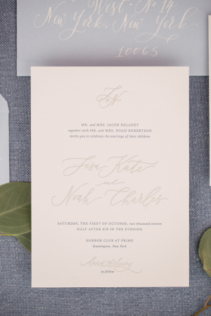 Pale Pink and Gray Wedding Invitations