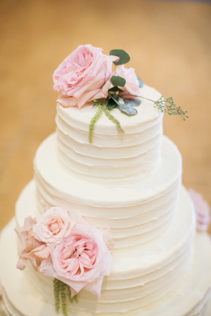 Pink Flowers on Wedding Cake