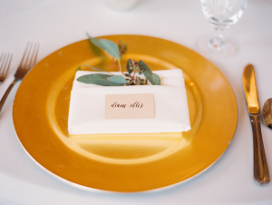 Place Card on Gold Charger