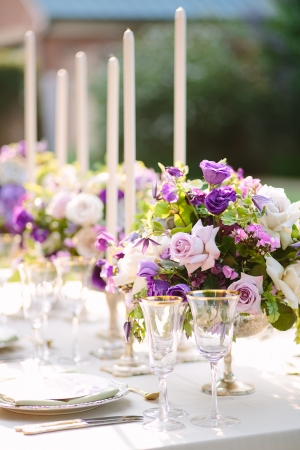 Purple Centerpiece with Taper Candles