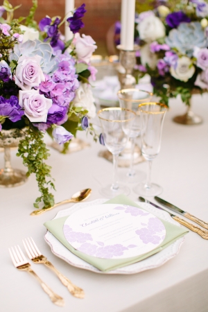 Silver and Purple Wedding Table