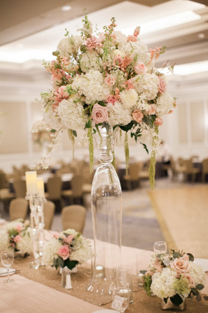 Tall Pink and Ivory Centerpiece