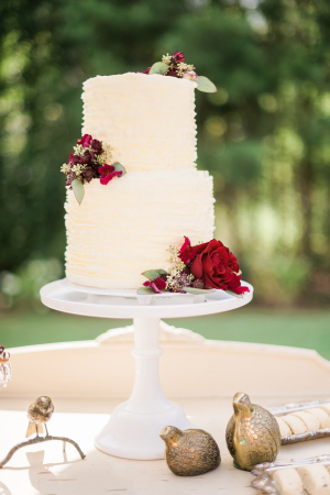 Wedding Cake with Garnet Flowers