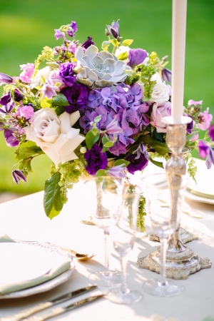 Wedding Centerpiece in Purple Shades