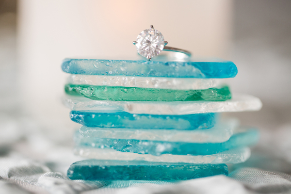 Wedding Ring on Sea Glass