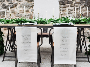Wedding Table with Calligraphy and Greenery