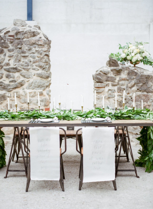 Wedding Table with Greenery and Calligraphy