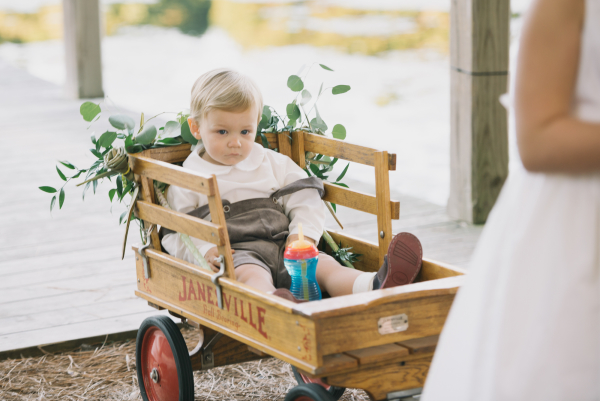 Baby in Wagon at Wedding