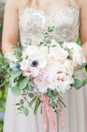 Bridesmaid with Blush Bouquet
