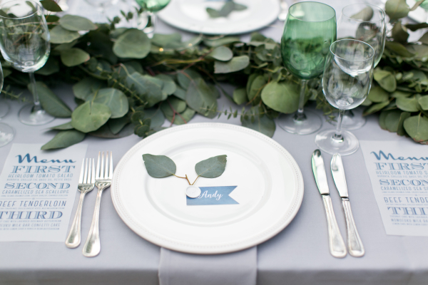 Gray and Green Wedding Table