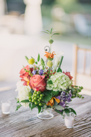 Green and Coral Fall Centerpiece
